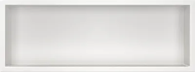 A white recessed shelf or niche, likely for a bathroom or shower.