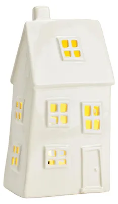 Productafbeelding van Lichthuis van aardewerk, wit (B/H/D) 12x23x9cm