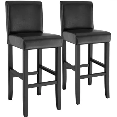 Image de Tabouret de bar en cuir synthétique - noir, Lot de 2