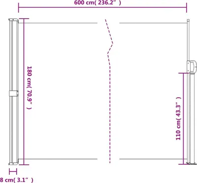 Produktbild von vidaXL Seitenmarkise Ausziehbar Beige 180x600 cm