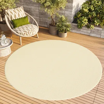Obrázek produktu pro Koberec Tapiso Outdoor MONO, kulatý, moderní, jednobarevný, pro vnitřní i venkovní použití, ÖKO-TEX, 240 x 240 cm