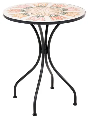 Obrázok produktu pre BELIANI: Farebný kovový bistro stolík, okrúhly, 60 x 60 cm, s mozaikou