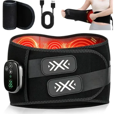 Produktbild von Elektrischer Rückenmassagegurt mit Wärme & Vibration, 5 Heizstufen, 3 Massagemodi, 5000mAh, Touch-Display, Timer-Lendenwirbel Massagegerät & Wärmegurt