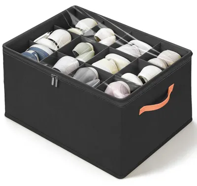 Shoebox-Organizer, 12 Paar, transparent, platzsparend, schwarz