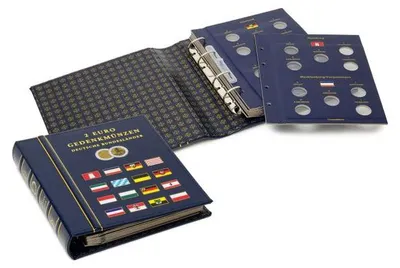 Image de Album numismatique VISTA, pour pièces commémoratives de 2 euros des Länder allemands, cassette de protection incluse, bleu