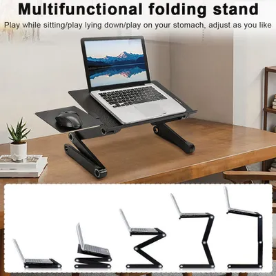 Produktbild von Laptoptisch Betttisch Betttablett Notebook-Tisch Beistelltisch Laptop 42x56x50cm höhenverstellbar klappbar schwarz