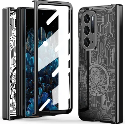 Produktbild von Oppo Find N Hülle, Luxus Galvanisierte Charnierschutz Kristallklare Schutzhülle mit Displayschutzfolie für Oppo Find N Schwarz
