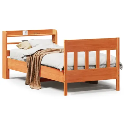 Produktbild von vidaXL Massivholzbett ohne Matratze Wachsbraun 75x190 cm Kiefernholz