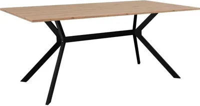 Image de ONEX Table de salle à manger - Chêne Artisan et noir - 180 x 90 x 75 cm - Jusqu'à 10 personnes