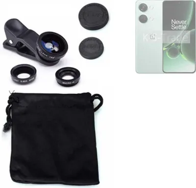 Produktbild von K-S-Trade Smartphone Kamera Linsen Set Kompatibel mit OnePlus Nord 3 5G 3in1 Clip-On Kamera Adapter Macro Weitwinkel FishEye Fischauge Objektiv Linse