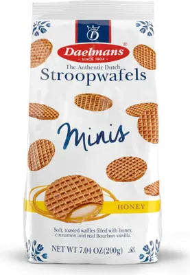 Produktbild von Daelmans Mini Honig Stroopwafels im Cellobeutel 200g - Vorratspackung 12 Beutel