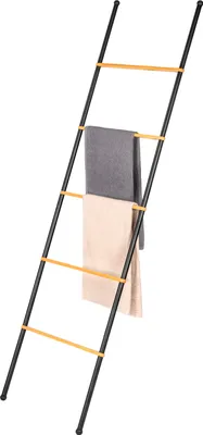 Produktbild von eluno Handtuchleiter, Handtuchhalter mit 5 Handtuchstangen aus Bambus, Metall schwarz