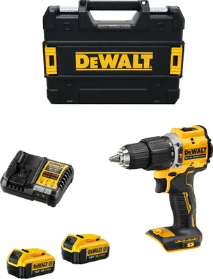 Immagine prodotto di Trapano a percussione a batteria DeWalt DCD100YM2T-QW, XR 18 V, incl. 2x batteria 4,0 Ah, caricabatterie e valigetta