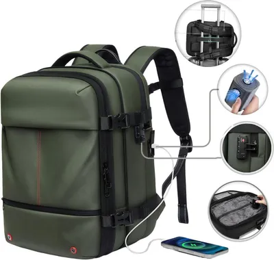 Imagen del producto de CarryQuest® - Mochila de vacío Zen Pro Mini, 48 litros, compartimento para portátil, color verde