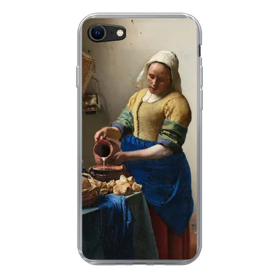 Produktbild von MuchoWow® Handyhülle Schutzhülle Hülle für iPhone 7 Das Milchmädchen - Johannes Vermeer Silikon Softcase Handy Hülle - Kartenhalter