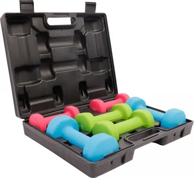Produktbild von GORILLA SPORTS® Kurzhanteln Set - 12 kg Gewichte mit Koffer, 2 x 1 kg, 2 x 2 kg und 2 x 3 kg Gewichte, Rutschfeste, Neopren - Hantelset, Aerobic Dumbbells, Krafttraining, Hantelkoffer, Fitness Hanteln