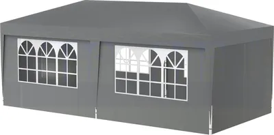 Produktbild von LARS360 Faltpavillon 3x6 m wasserdicht UV-Schutz mit 6 Seitenwänden (4 Fenster, 2 Reißverschluss), faltbares Party- & Garten-Zelt – Grau