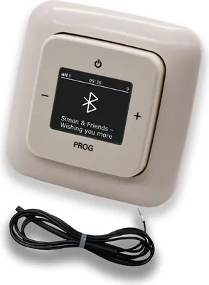 Produktbild von Busch Jäger DAB+ Unterputz Bluetooth Radio Set 8217U-101 im 1fach Rahmen in Duro 2000 cremeweiß inkl. 0,9m EBROM Wurfantenne 8217U - 8217 U - 8217 U-101