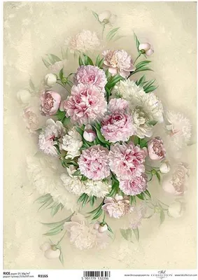 Produktbild von ITD Reispapier Decoupage Bastelpapier Serviettentechnik-R1165 - A4 Pfingstrosen