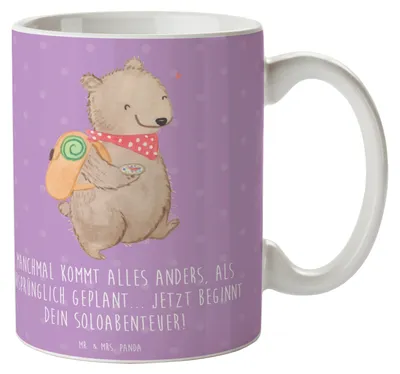 Produktbild von Mr. & Mrs. Panda Becher Scheidung Soloabenteuer - Lavendeltraum - Geschenk, Veränderung, Selbstfindung, Tasse, Kaffeebecher, Kaffeetasse, Lebensweg, Mut, Heiraten, Heirat