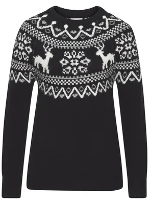 Produktbild von LASCANA Norwegerpullover aus weichem Strick, warmer Rundhalspullover schwarz Größe 32/34