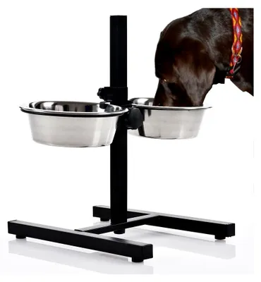 Produktbild von Hundenapf Napf Ständer Edelstahl Höhenverstellbar Fressnapf Futterstation Hundebar Katze A040