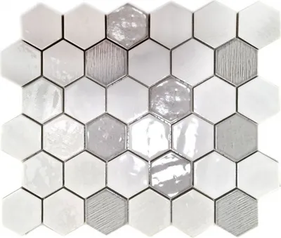 Produktbild von Mosaikfliese Keramik Mosaik Hexagonal weiß glänzend Küche Badezimmer MOS11K-SAN1_f