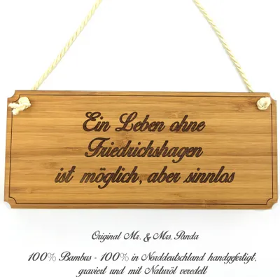 Produktbild von Mr. & Mrs. Panda Schild Friedrichshagen - Geschenk, Landhaus, Shabby, Holz Wegweiser, Infotafel, Firmenschild, Graviert, Geschenkidee, Werbeschild