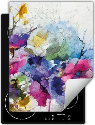 Produktbild von DarHaus Herdabdeckplatte Einteilig Küche Abdeckplatte für Glaskeramikfeld Abdeckung Induktionskochfeld Aufrollbare Matte 40x52 cm, bunt - Blumen