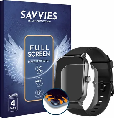 Produktbild von 4x Savvies Fullscreen Schutzfolie für Yoever IDW19 1.8" Displayschutz Folie Fullcover Klar Transparent