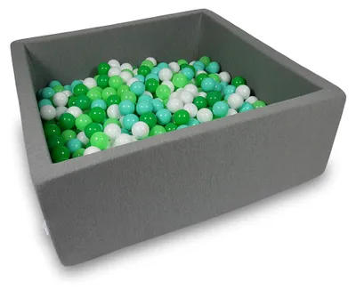 Produktbild von Trockenbecken 110x110x40cm grau mit 600 Bällen: weiß, hellgrün, mint, grün
