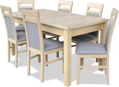 Produktbild von Esstisch + 6x Stühle Esszimmer Garnitur Designer Holz Klassische Set