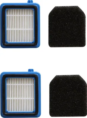 Two sets of vacuum cleaner filters and two foam filters are displayed against a white background.