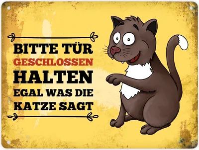 Produktbild von Metallschild XL mit Katze Motiv und Spruch: Bitte Tür geschlossen halten, ...