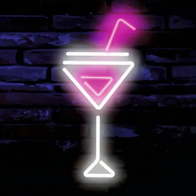 Produktbild von Glasbild Neon Cocktail 50x50 cm