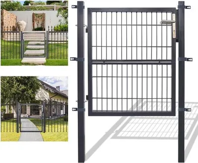 Zdjęcie produktu dla Brama ogrodowa – 100 x 100 cm – brama ogrodowa ze stali malowanej proszkowo – brama ogrodowa – brama do ogrodu – brama wiejska ze stali ocynkowanej z zamkiem – klamka i klucz – solidna i trwała – kolor antracytowy