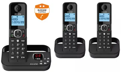 Immagine prodotto di Telefono cordless trio con segreteria telefonica, nero Alcatel F860VOICETRIONOIR