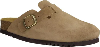 Produktbild von Scholl Fae Damenpantolette, Leder,Beige, Leder-Korkfußbett - Damenschuhe Pantolette /  Zehentrenner, Beige, leder