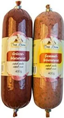 Produktbild von Grützwurst & Semmelleberwurst Oma's Pfanne | Himmel und Erde | Tote Oma DDR Rezeptur Tiegelwurst | Semmelwurst & Black Pudding | laktosefrei 800g