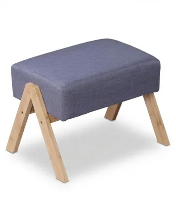 Produktbild von Relaxdays Fußhocker, gepolsterte Fußablage, Bambusbeine, HBT: 30x40x28 cm, Flur, Wohnzimmer, Beistellhocker, grau/natur