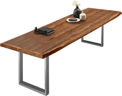 Produktbild von Esstisch Baumkante massiv Akazie nussbaumfarben 350 x 120 silber VALIN