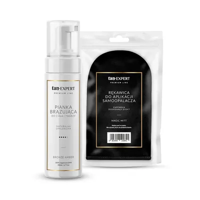 Zdjęcie produktu dla TanExpert Bronze Amber pianka samoopalająca 200 ml z rękawicą, nawilżająca formuła z aloesem bez smug