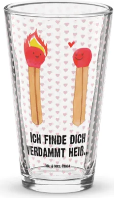 Produktbild von Mr. & Mrs. Panda Glas Streichhölzer - Transparent - Geschenk, Cocktailglas, Pint, Longdrinkglas, Liebesbeweis, Liebesgeschenk, Freundin, Tumbler, Bierglas