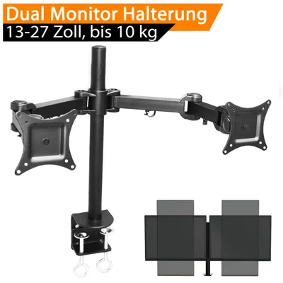 Produktbild von ORSEM Doppelte Monitor Arm Halterung für 13-27 Zoll Dual PC Monitor Halterung für 2 Monitore mit Tischklemme Schreibtischklemme Höhenverstellbar