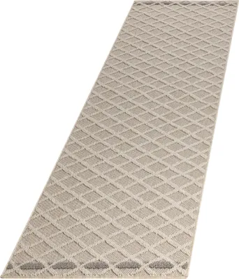 Produktbild von Teppich Läufer Wetterfest Beige 80x250 Rauten Design aus Polypropylen