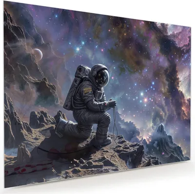 Produktbild von Glasbild 120x90cm in XXL für Wohnzimmer, Schlafzimmer Motiv Astronaut im All