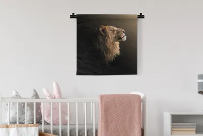 Produktbild von MuchoWow® Wandteppich Wandbehang Löwen - Illustration - Geometrisch 60x60 cm Tapisserie Dekoration Wandtuch - Dekorationen - Wand Decke