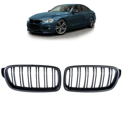 Image de Calandre avant à double lamelle, compatible avec les modèles BMW Série 3 F30 F31 de 2011 à 2019, finition noire mate