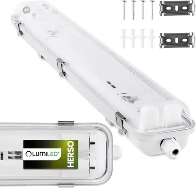 Produktbild von LUMILED Feuchtraumleuchte 60 cm Hermetische Leuchte für LED 2xT8 G13 IP65 Wannenleuchte Staubgeschützt Deckenlampe für Werkstatt Keller Garage