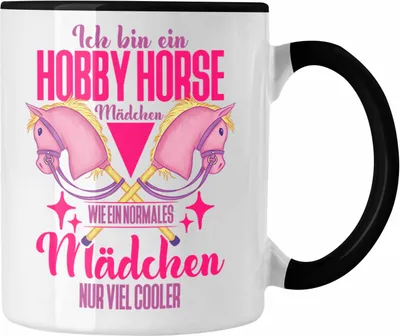 Produktbild von Trendation - Hobbyhorse Mädchen Tasse Geschenk Hobby Horse Pferde (Schwarz)
